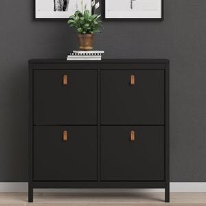 Barcila 4 Compartments Shoe Storage Cabinet In Matt Black