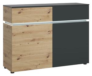 Levy LED Wooden 2 Doors 2 Drawers Sideboard In Oak And Grey