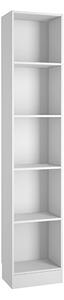 Baskon Wooden Tall Narrow 4 Shelves Bookcase In White