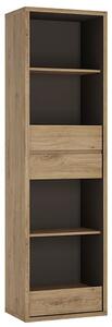 Sholka Tall Narrow Wooden 3 Drawers Bookcase In Oak