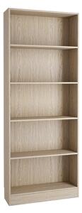 Baskon Wooden Tall Wide 4 Shelves Bookcase In Oak