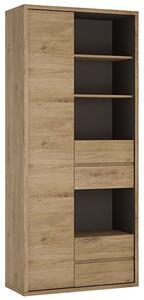 Sholka Tall Wide Wooden 1 Door 4 Drawers Bookcase In Oak