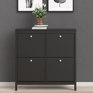 Macron Wooden Shoe Cabinet In Matt Black With 4 Compartments