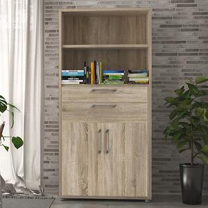 Prax Tall 2 Doors 2 Drawers Office Storage Cabinet In Oak