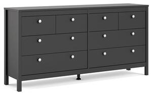 Macron Wooden Chest Of Drawers In Matt Black With 8 Drawers