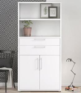 Prax Tall 2 Doors 2 Drawers Office Storage Cabinet In White