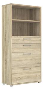 Prax 4 Shelves 2 Drawers Office Storage Cabinet In Oak