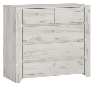 Alink Wooden Chest Of Drawers In White With 5 Drawers