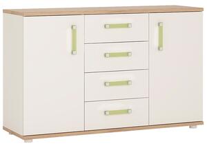 Kaas Wooden Sideboard In White Gloss Oak With 2 Doors 4 Drawers