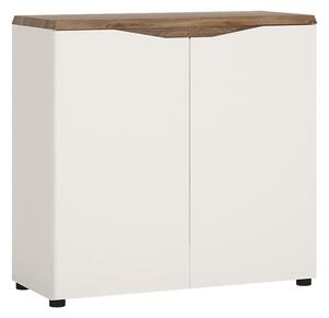 Toltec Wooden Sideboard In Oak And White High Gloss With 2 Doors