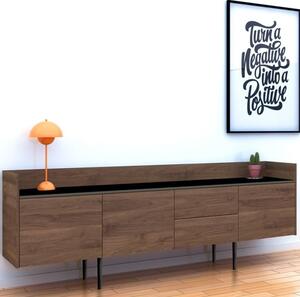 Unka Wooden 3 Doors 2 Drawers Sideboard In Walnut And Black