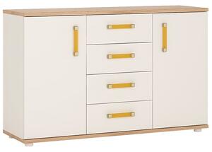 Kepo Wooden Sideboard In White Gloss Oak With 2 Doors 4 Drawers