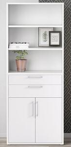 Prax Tall 2 Drawers 2 Doors Office Storage Cabinet In White