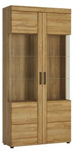 Corco Tall Wide 2 Doors Display Cabinet In Grandson Oak