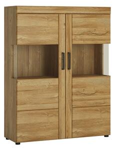 Corco Low Wide 2 Doors Display Cabinet In Grandson Oak