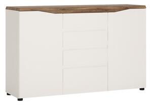 Toltec Wooden Sideboard In Oak And White High Gloss 4 Drawers