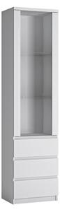 Felton Tall 1 Door 3 Drawer Glazed Display Cabinet In Alpine White