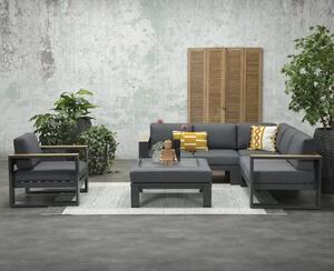 Cobe Corner Sofa Group With Armchair And Ottoman In Charcoal