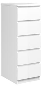 Nakou Narrow High Gloss Chest Of 5 Drawers In White