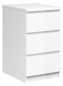 Nakou High Gloss 3 Drawers Bedside Cabinet In White