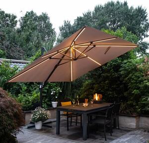 Hawo Lumen LED Square Cantilever Parasol In Dark Grey