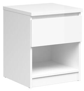 Nakou 1 Drawer 1 Shelf Bedside Cabinet In White High Gloss