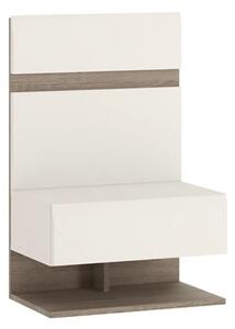 Cheya High Gloss Bedside Cabinet In White And Truffle Oak