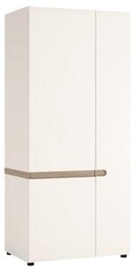 Cheya High Gloss 2 Doors Wardrobe In White And Truffle Oak