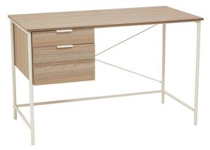 Bradken Natural Oak Wooden Computer Desk With White Metal Frame