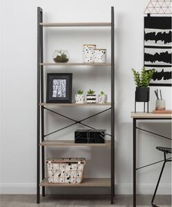 Bradken Grey Oak Wooden 5 Tier Shelving Unit With Black Frame