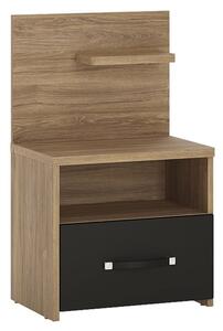 Moneti Right Handed Bedside Cabinet In Oak And Matt Black