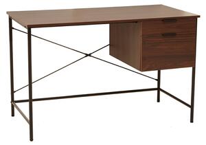 Bradken Wooden Computer Desk With 2 Drawers In Dark Walnut