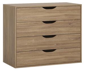 Moneti Chest Of 4 Drawers In Stirling Oak And Matt Black