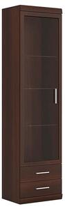 Impro 1 Door 2 Drawers Display Cabinet In Dark Mahogany