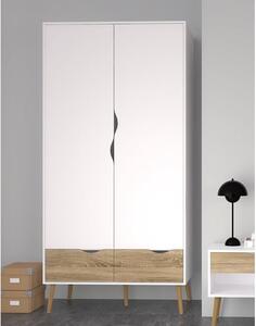 Oklo Wooden 2 Doors 2 Drawers Wardrobe In White And Oak