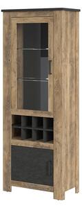 Rapilla Glass Display Cabinet In Chestnut And Matera Grey