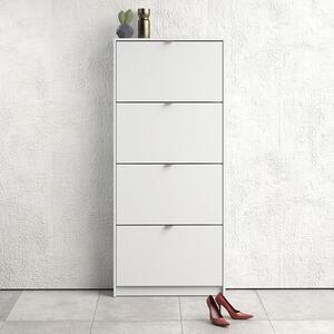 Shovy Wooden Shoe Cabinet In White With 4 Doors And 1 Layer