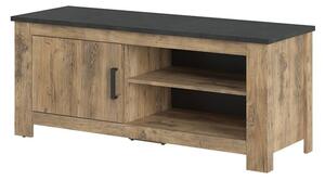 Rapilla Wooden 1 Door TV Stand In Chestnut And Matera Grey