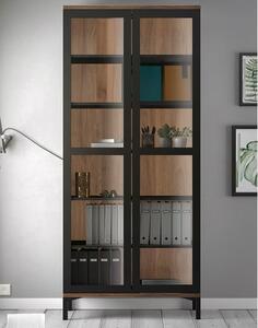 Romtree 2 Doors Display Cabinet In Black And Walnut