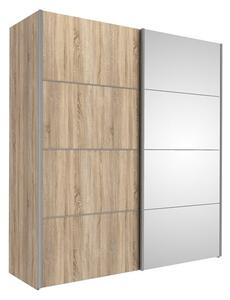 Trek Mirrored Sliding Doors Wardrobe In Oak With 2 Shelves