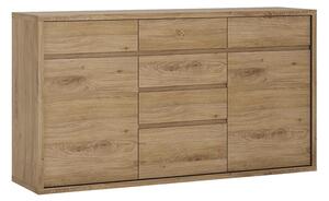 Sholka Wooden Wide Sideboard In Oak With 2 Doors And 6 Drawers