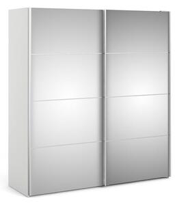 Wonk Mirrored Sliding Doors Wardrobe In White With 2 Shelves