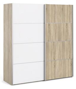 Trek Wooden Sliding Doors Wardrobe In Oak White With 2 Shelves