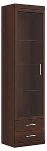 Impro LED Tall Wooden Display Cabinet In Dark Mahogany