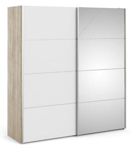 Trek Mirrored Sliding Doors Wardrobe In Oak White With 2 Shelves