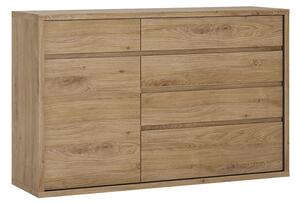 Sholka Wooden Sideboard In Oak With 1 Door And 5 Drawers