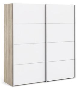 Trek Wooden Sliding Doors Wardrobe In White Oak With 2 Shelves