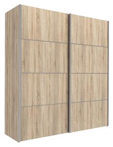 Trek Wooden Sliding Doors Wardrobe In Oak With 5 Shelves