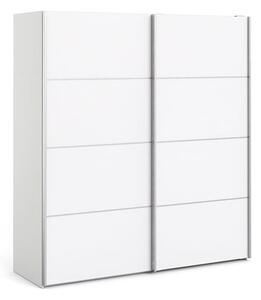 Dcap Wooden Sliding Doors Wardrobe In White With 2 Shelves