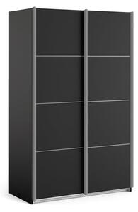 Vrok Wooden Sliding Doors Wardrobe In Matt Black With 2 Shelves